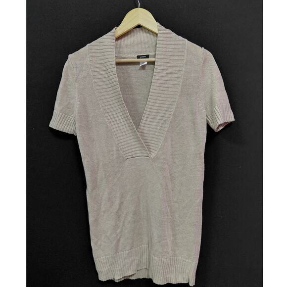 J. Crew Tops - J.CREW Linen Knit Top Beige Solid Short Sleeve 100% Linen Women Size S